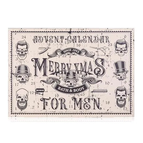 Accentra Herren Adventskalender Kosmetik - 24 Pflegeprodukte für Männer, perfektes Weihnachtsgeschenk im angesagten Skull Design