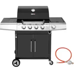 Royal Gourmet 4+1 Brenner Gasgrill mit automatischer Zündung - Grills für Outdoor Barbecue, leistungsstark mit 14,5 kW und praktischen Funktionen wie integriertem Thermometer und Unterschrank für ein perfektes Grillerlebnis.