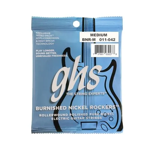 GHS Burnished Nickel Rockers - BNR-M - Electric Guitar String Set, Medium, .011-.050