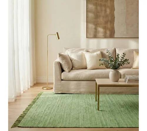 Elegant Floors Teppich Elegant Floors® Chindi Teppich GRÜN 60x90 cm handgewebt aus Baumwolle, Höhe: 9 mm