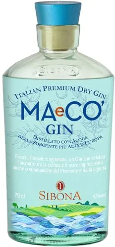 Sibona MAeCO Italian Premium Dry Gin - Premium Gin aus Italien mit einzigartigen Botanicals aus Piemont und Ligurien, vereint frische Zitrus- und sanfte Blütennoten für ein elegantes Geschmackserlebnis.