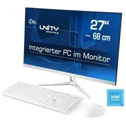 CSL Unity F27W-ALS All-in-One-PC 27 Zoll - Eleganter All-in-One-PC mit 27" Full HD Display, leistungsstarkem Intel N200 QuadCore und 32 GB RAM für flüssiges Arbeiten und Media-Streaming. Inklusive Windows 11 Pro und kabellosem Zubehör.