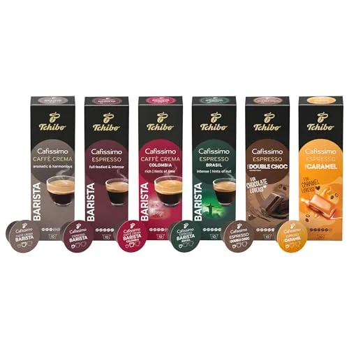Tchibo Cafissimo Probierset Premium Edition - 60 Kaffeekapseln - Kaffeekapseln & Pads: 60 nachhaltige und fair gehandelte Kaffeekapseln in 6 verschiedenen Premium-Sorten für maximalen Genuss und Frische