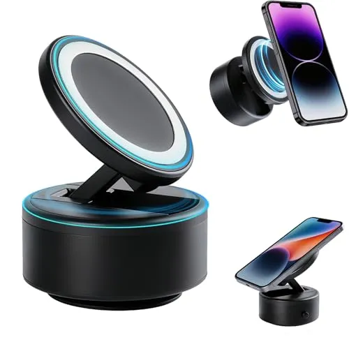 OFFCURVE Magnetische Handyhalterung Auto mit Vakuum Saugnapf, MagSafe KFZ Handyhalter 360° Drehbar & Klappbar für MagSafe iPhone 17/16/15/14/13/12 & Android, Armaturenbrett/Windschutzscheibe