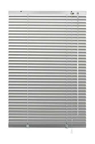Gardinia Aluminium Jalousie, 25 mm, Silber, 160 cm x 175 cm - Jalousien für individuellen Lichtschutz, 25 mm Lamellen aus Aluminium, mit verstellbaren Klemmträgern und kindersicher nach EN 13120. Ideal für jeden Raum.