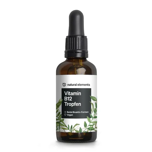 Vitamin B12 Tropfen – 50ml – vegan & alkoholfrei - Nahrungsergänzungsmittel mit 2 Aktivformen (Methyl- & Adenosylcobalamin), sorgfältig in Deutschland laborgeprüft – ideal für vegane Ernährung.