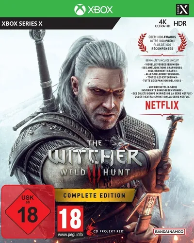 The Witcher 3 Wild Hunt Complete Edition - XBSX - Rollenspiel mit offener Welt, verbesserten Grafiken und DLCs inspiriert von der Netflix-Serie. Suche das Kind der Prophezeiung in einer faszinierenden Fantasy-Welt voller Entscheidungen.