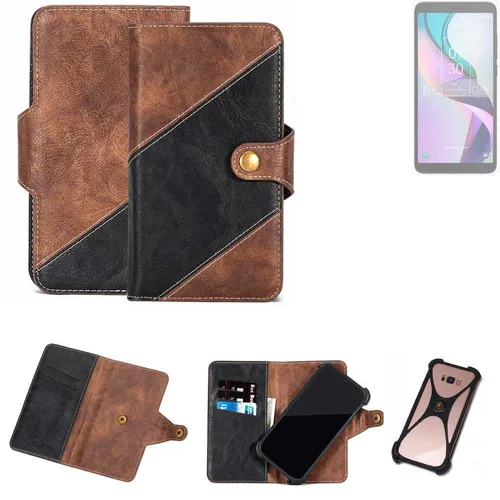 Handy Hülle für TCL Ion X Wallet Case Cover Smartphone Braun