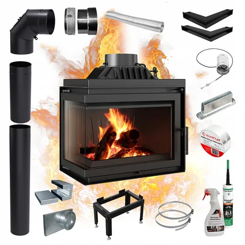 Eckkamineinsatz KRATKI SIMPLE 8 kW Ø 200 Links – Eleganter Gusseisen Kamin - Moderner Eckkamineinsatz aus langlebigem Gusseisen mit hoher Nennwärmeleistung von 8 kW. Ideal für den Innenbereich, sorgt für wohlige Wärme und ansprechendes Design in Ihrem Wohnzimmer.