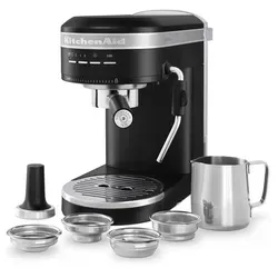 Kitchen Aid ESPRESSOMASCHINE ARTISAN 5KES6503EBK - Gusseisen Schwarz, Profi-Siebträger, intelligente Temperatursensoren für perfekten Espresso in kürzester Zeit