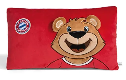 Nici 49080 Kissen FC Bayern München Bär Berni - Kissen mit FC Bayern München Design, 43x25cm, aus weichem Plüsch – perfekt für Fans und als gemütliches Accessoire.