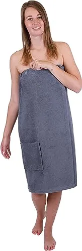 Betz Frottee Saunakilt für Damen - 100% Baumwolle, dunkelgrau - Frottiertuch Sets: Hochwertiger 100% Baumwolle Saunakilt mit Knöpfen, pflegeleicht und langlebig, ideal für Spa und Sauna.