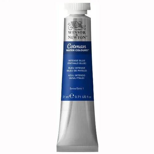 Winsor & Newton 0308327 Cotman Aquarellfarbe mit ausgezeichneter Transparenz, Farbkraft und Verarbeitungseigenschaften, Wasserfarbe 21ml Tube - Intensivblau