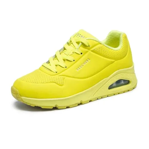 Skechers Damen Uno Night Shades Sneaker - Neon Yellow Durabuck, 39 EU - Damen-Sneaker mit flexibler Gummi-Außensohle und verstecktem 2,5 cm Absatz für zusätzlichen Komfort. Ideal für den Alltag und sportliche Aktivitäten.