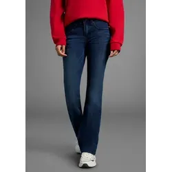 Arizona Bootcut-Jeans Shaping bootcut, Kontrastnähte, Used-Look-Waschung, niedrige Leibhöhe blau 80