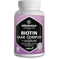 Biotin Haar Vitamine Komplex hochdos. + Silizium Kapseln - Arzneimittel für gesundes Haarwachstum, hochdosierte Vitamine und Silizium für starke, glänzende Haare.