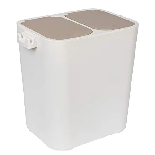 ONVAYA® Mülltrennsystem Ben | Platzsparender Mülleimer in creme-weiß - Mülltrennsystem für Küche & Bad mit 18 Litern, bietet klare Fächer zur einfachen Abfalltrennung und verhindert unangenehme Gerüche durch separaten Öffnungsmechanismus.