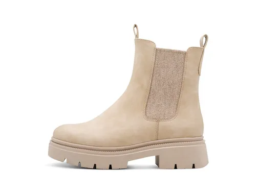 Marco Tozzi Damen Chelsea-Stiefel 2-25433-45, Beige, 40 EU - Wanderschuhe mit veganen Materialien und innovativer Feel me Sohle für höchsten Tragekomfort – wie auf Wolken laufen!