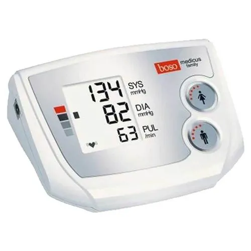 BOSO medicus family XL - Vollautomatisches Blutdruckmessgerät - Blutdruckmessgeräte mit XL-Manschette (32-48 cm) und Arrhythmie-Erkennung. Ideal für präzise Messungen und 14-Tage-Profile. Inkl. Etui, Batterien und Blutdruckpass.