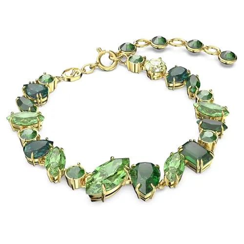 Swarovski Gema Armband: Vergoldetes Damenarmband mit Strahlenden Swarovski Kristallen - Armbänder für Damen, hypnotisierende Farbtöne von Dunkel- bis Hellgrün, perfekt für einen farbenfrohen Look.