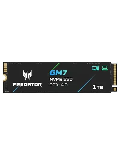 Acer Predator GM7 1TB M.2 NVMe SSD PCIe 4.0 - Lesegeschwindigkeit bis zu 7400 MB/s - Professionelle Interne Festplatte - Gaming Speicher Kompatibel mit PC, Laptop & PS5