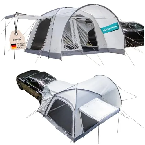 Skandika Buszelt Pitea 4 mit Sonnendach - Geräumiges Kuppelzelt für 4 Personen, ideal für Camping. Mit eingenähtem Zeltboden und praktischen Schleusen für Vans, bietet es zusätzlichen Komfort und Schutz.
