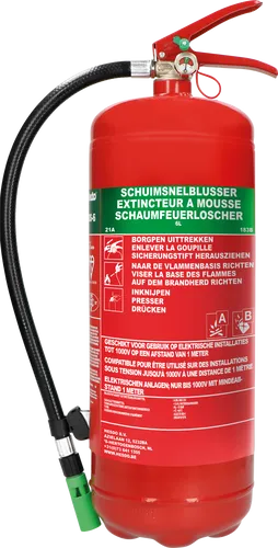 Alecto Schaum-Feuerlöscher BS-6 - Sofort einsatzbereit, ideal für Innen- und Außenbereich - Feuerlöscher für Innen- und Außenbereich, benutzerfreundlich und zuverlässig. Mit 6 l Schaum, inkl. Aufhängung und mehrsprachiger Bedienungsanleitung.
