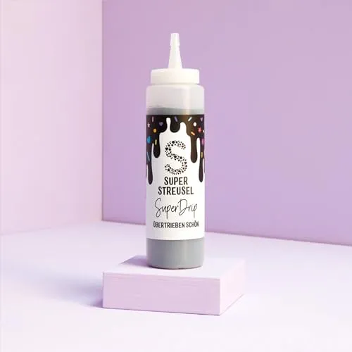 Super Drip Schwarz Kuchenglasur Cake Melts Schokolade 300g | Drip Cake Glasur Zuckerschrift für Kuchen Kekse Plätzchen Eis Muffin Torten uvm. | Cake Drip Flasche | Icing Dekoration (Schwarz)