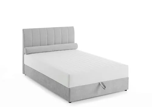Stauraum-Boxbett Alicia mit Kissenrolle - Kombiniertes Boxspringbett mit praktischem Bettkasten und Kissenrollen, ideal für optimalen Stauraum und stilvollen Schlafkomfort. Erhältlich in verschiedenen Größen für jeden Bedarf.