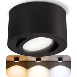 SSC-LUXon CELI-1BM Aufbauspot LED flach schwenkbar - mit wechselbarem LED Modul 4W 230V - Aufbaustrahler schwarz rund - Schwarz