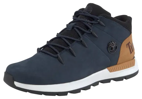 Timberland Mens Mid Lace UP Sneaker navy 9 - Wanderschuhe mit hochwertigem Obermaterial aus Premium Timberland Leather und innovativem ReBOTL-Gewebe, das zu 50% aus recyceltem Kunststoff besteht. Ideal für Komfort und Stil im Alltag!