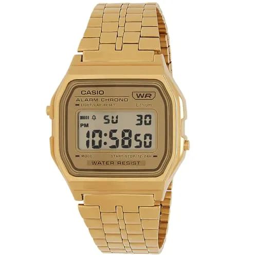 Casio Unisex Quartz Armbanduhr A158WETG-9AEF - Elegante Armbanduhr für Herren mit 37mm Gehäuse, goldfarbenem Zifferblatt und robustem Metallarmband – perfekt für jeden Anlass.