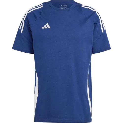 Adidas Tiro 24 T-Shirt - Blau für Sport und Freizeit - Genieße höchsten Komfort beim Fußballtraining und in der Freizeit mit diesem weichen T-Shirt aus der adidas Tiro 24 Kollektion. Sportlicher Look mit 3-Streifen Logo und -Design.