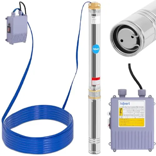 hillvert HT-ROBSON-SP1100-101 Brunnenpumpe - Wasserpumpen für Garten und Brunnen mit 6.000 l/h Förderleistung, ideal für Tiefbrunnen und zuverlässig bei max. 25% Sandgehalt.