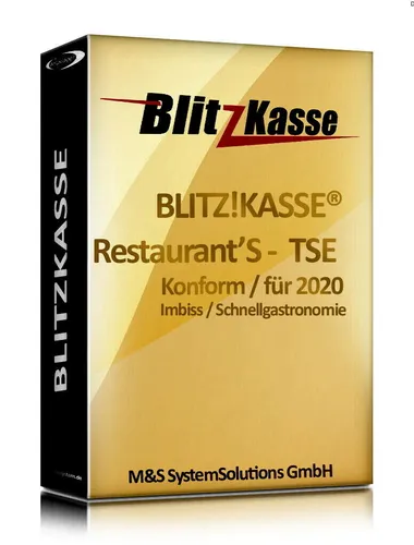 WIN Kassensoftware BlitzKasse Restaurant S für Gastronomie. 25 Tische, 2 Drucker. GDPdU, GoBD, TSE KONFORM