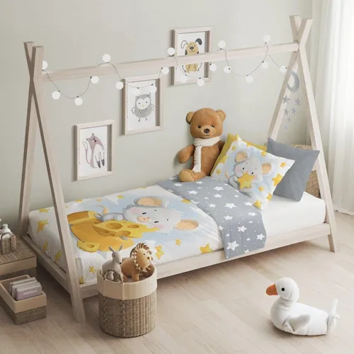 Kinderbettwäsche Maus Käse bedruckt Garnitur 100x135 cm + 40x60 cm - Maus