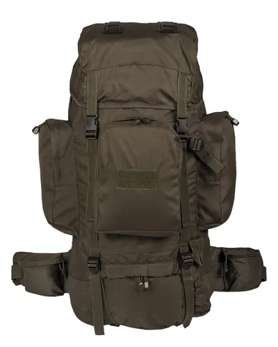 Rucksack "Recom" 88 ltr, Outdoor Rucksack für Camping und Militär - Großer 88 ltr Rucksack in oliv, ideal für Outdoor-Abenteuer und militärische Einsätze, bietet viel Stauraum und hohe Strapazierfähigkeit.