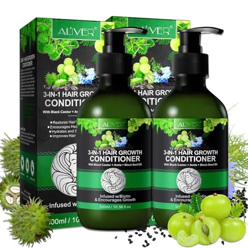 P-Beauty 3-in-1 Conditioner mit Rizinus-, Amla-, & Schwarzkümmelöl 2 x 300ml- Stärkt, pflegt und hydratisiert tiefenwirksam für gesundes, glänzendes Haar - unterstützt das Haarwachstum