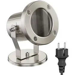 Ledscom.de Gartenstrahler MIBU - Edelstahl, IP55, GU10, 15W - Hochwertige Gartenlampe für außen, mit schwenkbarem Leuchtenkopf für individuelle Lichtgestaltung und robustem Edelstahl-Design, ideal für Gartenwege und Beete.