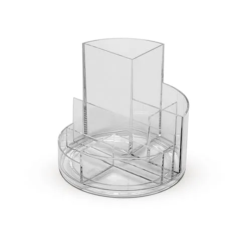 MAUL Schreibtisch Organizer MAULrundbox Ø14x12,5cm | Organizer mit 6 Fächern | Stiftehalter für Stifte, Marker und Schere | Stifte Organizer für Büro und Schreibtisch | Transparent