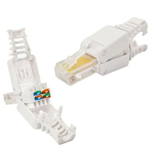 Premium X 10x Netzwerkstecker CAT5e RJ45 Adapter Kupplung für CAT5 und CAT6 Verlegekabel Patchkabel AWG 24, 25 und 26 Innenleiter LAN Stecker Werkzeugfrei Werkzeuglos Stecker