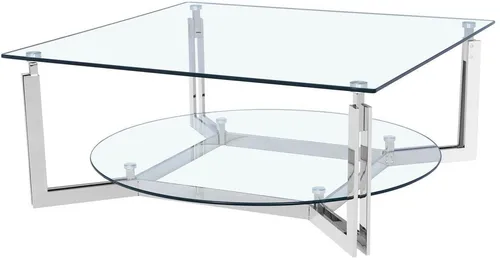 Leonique Couchtisch Milano - Quadratischer Glas Couchtisch mit Chromgestell - Eleganter Couchtisch aus Sicherheitsglas und Metall, 100x100x41 cm, ideal für stilvolle Wohnzimmer und ein Hauch von Luxus.