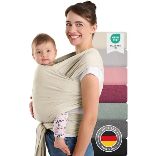 Laleni Tragetuch für Neugeborene - 100% weiche Baumwolle - Tragetücher für Neugeborene, aus 100% weicher Baumwolle, elastisch bis 16kg, ideal für eine bequeme Bauchtrage ab Geburt.