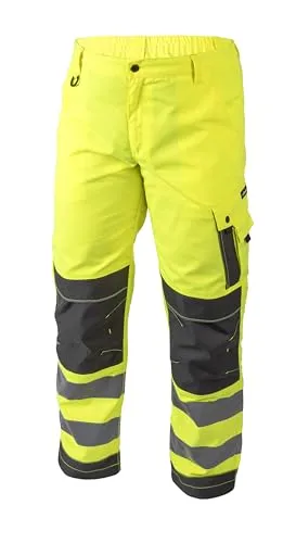 HÖGERT Technik WERSE XL Warnschutz Arbeitshose Herren - Wanderhosen mit maximaler Sichtbarkeit durch leuchtendes Gelb und reflektierende Streifen – ideal für sichere Arbeiten bei Dunkelheit und in der Industrie.