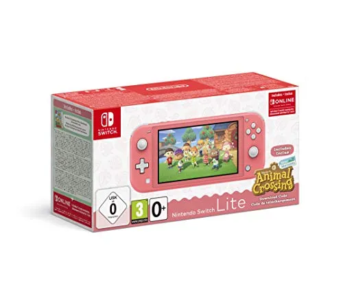 Nintendo Switch Lite Koralle & Animal Crossing: New Horizons-Edition - Konsolen: Kompakte Handheld-Konsole in Koralle mit Animal Crossing: New Horizons-Code und 3-monatigem Nintendo Switch Online-Abonnement für unvergesslichen Spielspaß.