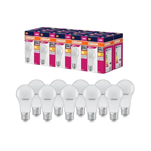 Osram LED Star Value Classic A60 LED Lampe für E27 Sockel, Birnenform, FR, 806 Lumen, tageslichtweiß (6500K), Ersatz für herkömmliche 60W Glühbirnen, nicht dimmbar, 10er-Pack