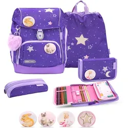 Rucksack Compact Plus Premium Schulranzen Set 5-tlg. Dahlia - 5-teiliges Schulranzen Set mit ergonomischem Design, höhenverstellbarem Rückensystem und gefüllter Federtasche von STAEDTLER - ideal für einen perfekten Schulstart!