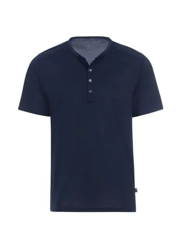 Trigema T-Shirt DELUXE mit Knopfleiste - Basic-Shirt aus 100% Baumwolle, klassischer Stil in navy, ideal für jeden Anlass und angenehm zu tragen.