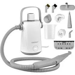 COSTWAY Dampfreiniger Portable Handgerät 3 Bar, Handdampfreiniger mit 300ml Wassertank, 116cm Schlauch, 3m Kabel & 10 Zubehör Set, Grau - Grau