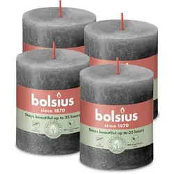 Rustik Stumpenkerzen 80/68 mm - Stürmisches Grau (4 Stück)